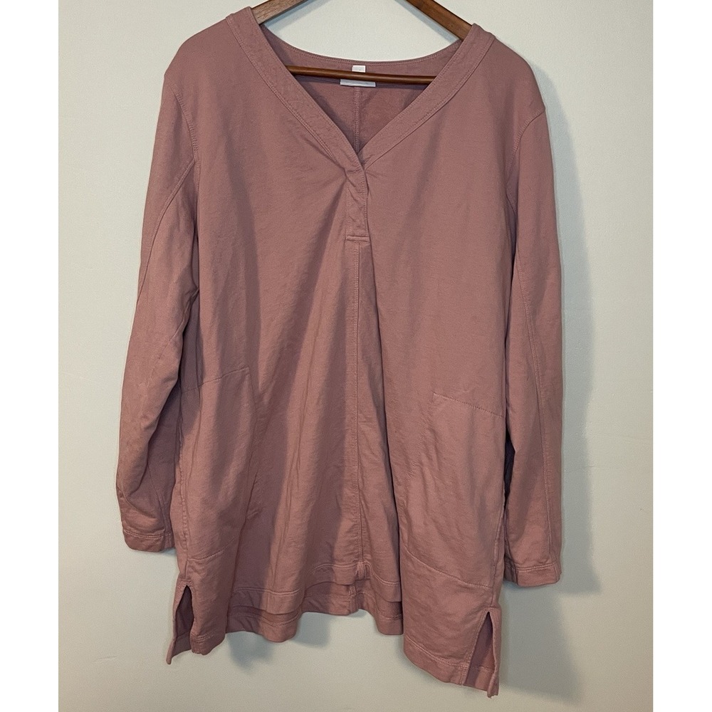 J. Jill Fit Tunic Sweater Womens Size 2x Pink Long Sleeve Cotton V Neck